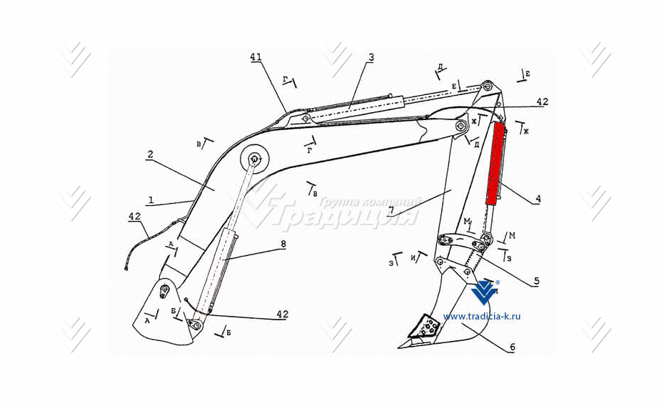 Гидроцилиндр 110х70х900 / 23.94.000 ковша ТВЭКС (гидравлический цилиндр) картинка