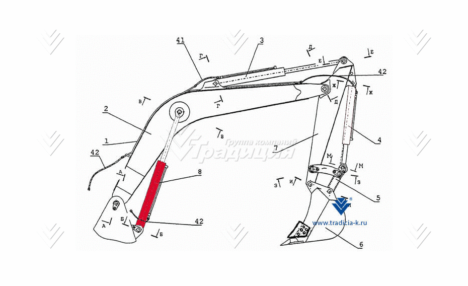 Гидроцилиндр 110х70х1100 / 23.95.000 стрелы ТВЭКС (гидравлический цилиндр) картинка