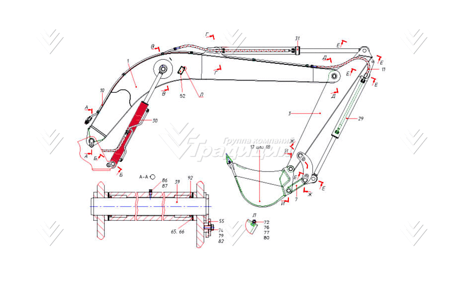 Гидроцилиндр стрелы 318002191000 22 / 125х80х1100 TVEX / ТВЭКС (гидравлический цилиндр) картинка