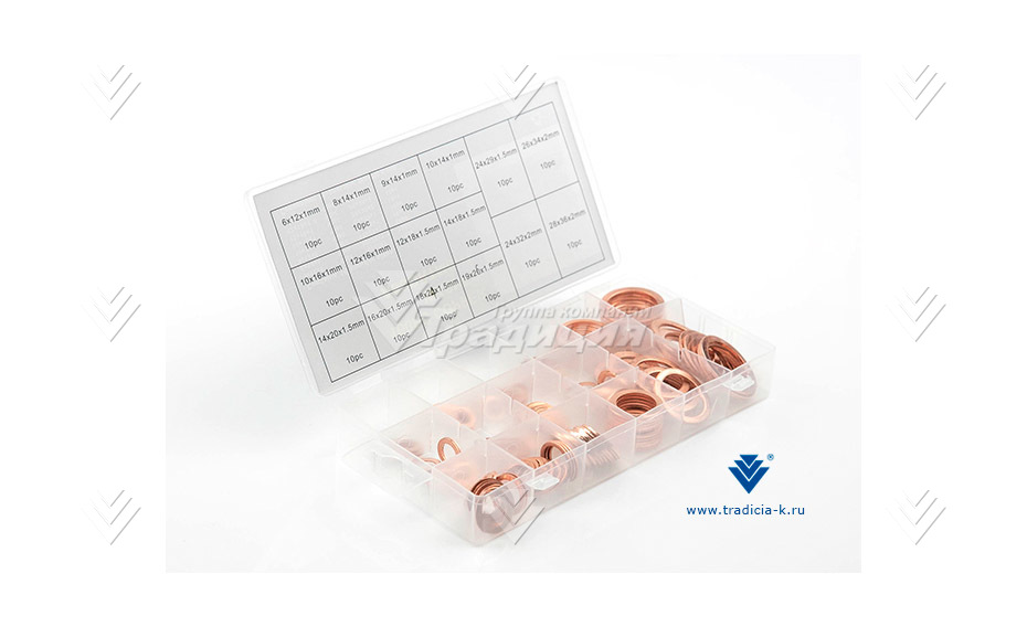 Сервисный набор медных шайб Ø6-Ø28 (160 шт.) картинка 87565