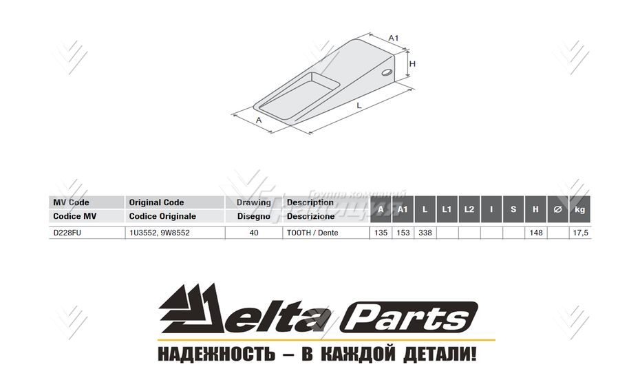 Коронка Caterpillar J550 1U-3552 ETE.S.A картинка 604375