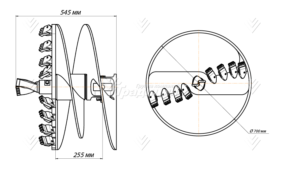 Бур шнековый (л) Delta SA5 (кат.I - II), D-700, H-sq.75 картинка 639724