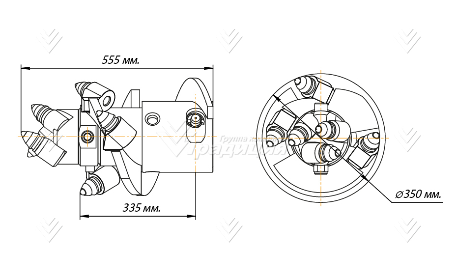 Бур шнековый (к) Delta PR (кат.IV-VII), D-350 (R50EC), H-sq.110 картинка 639665