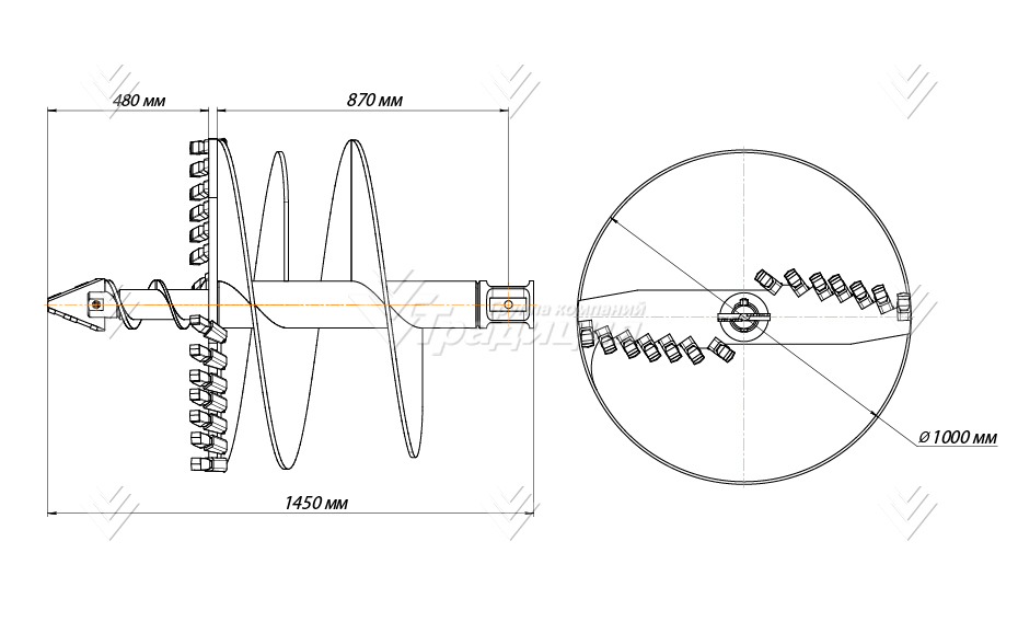 Шнекобур Impulse ШБЛА-S5/6 (кат.1-4) D-1000, с центратором картинка 641211
