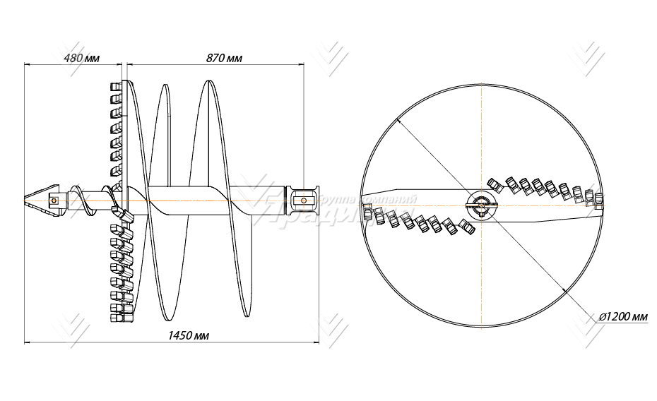 Шнекобур Impulse ШБЛА-S5/6 (кат.1-4) D-1200, с центратором картинка 641213