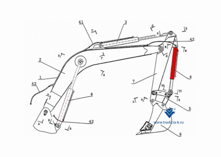 Гидроцилиндр 100х63х900 / 73.04.000 ковша ТВЭКС (гидравлический цилиндр)