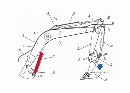 Гидроцилиндр 110х70х1100 / 23.95.000 стрелы ТВЭКС (гидравлический цилиндр)