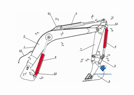 Гидроцилиндр 125х80х1100 / 21.91.000 стрелы, ковша ТВЭКС (гидравлический цилиндр)