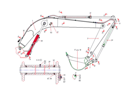 Гидроцилиндр стрелы 318002191000 22 / 125х80х1100 TVEX / ТВЭКС (гидравлический цилиндр)