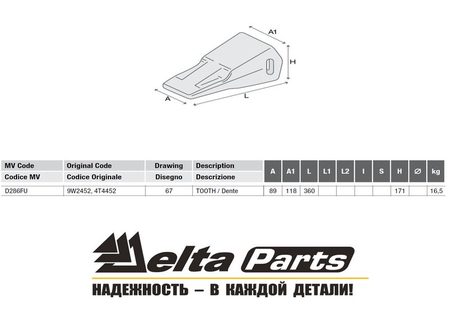 Коронка Caterpillar R450 9W-2452 ETE.S.A